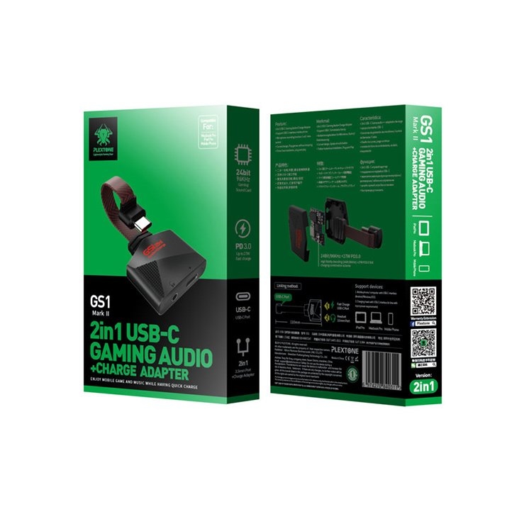 Plextone GS1 Mark II 2 in 1 Type-C Gaming Audio + Charge Adapter