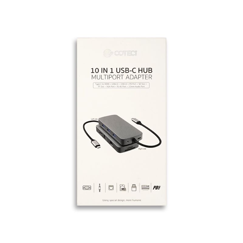 COTECi 10 in 1 USB-C HUB Multiport Adapter