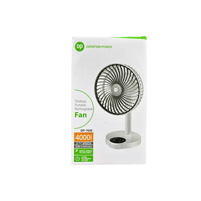 DP 7626 Rechargeable Table Fan With Led Light