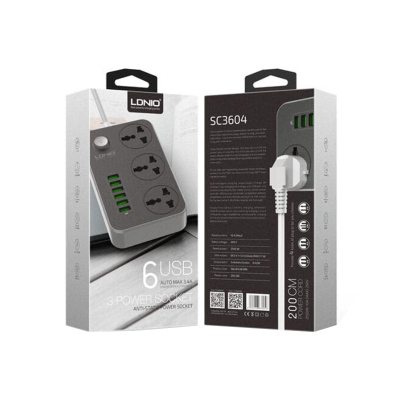 LDNIO SC3604 Defender Series 6/3 USB+Power Multiplug